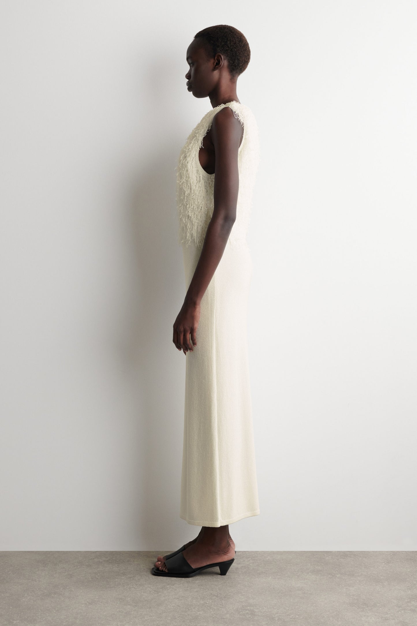 Fringed Knitted Column Dress