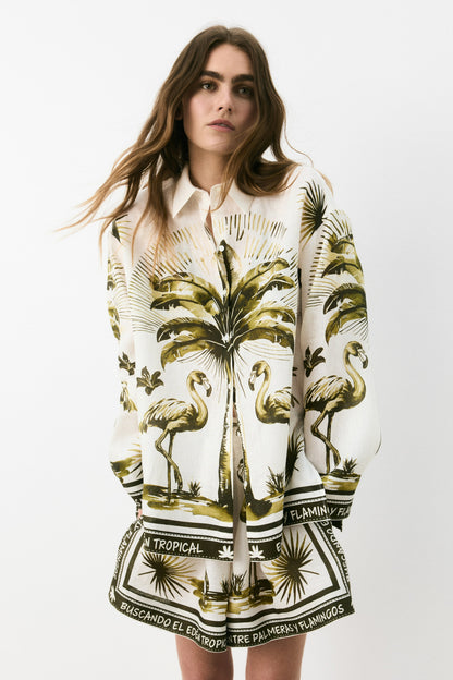 Printed linen shirt