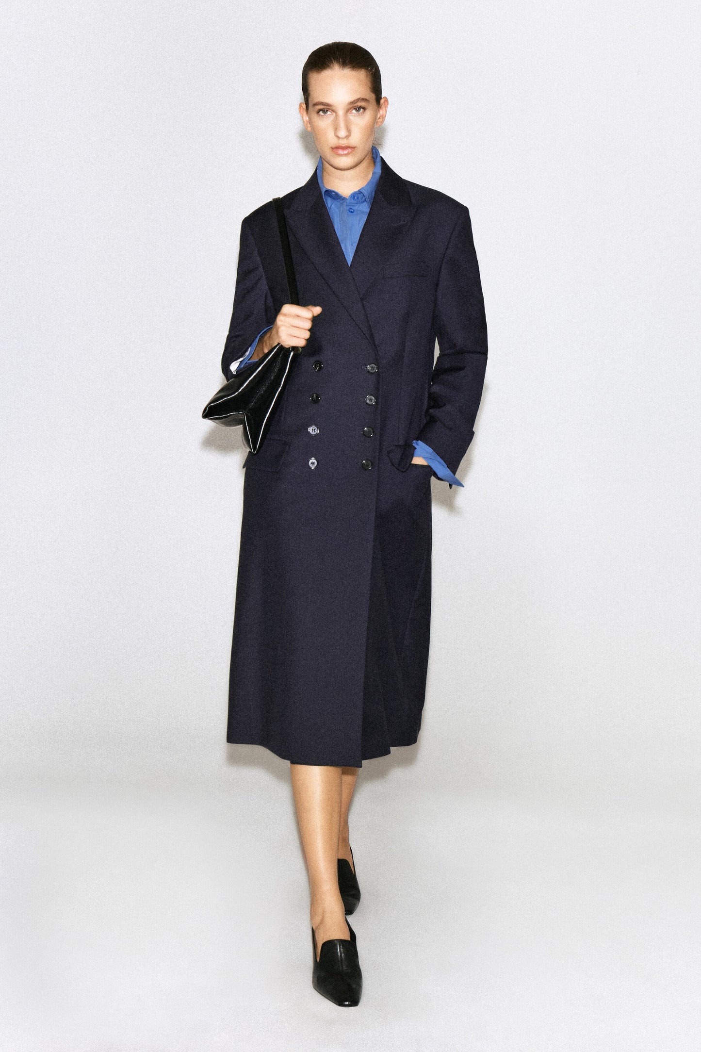 Wool Double-Breasted Longline Blazer