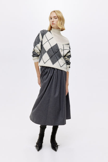 Jacquard-knit wool jumper