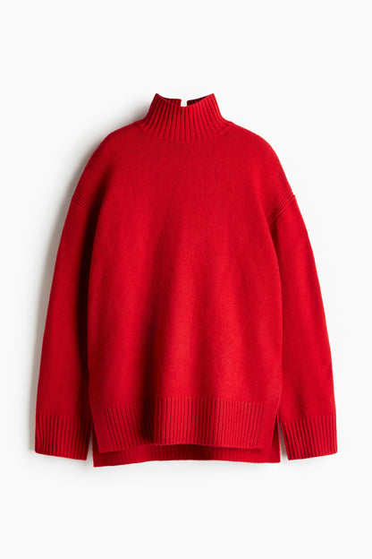 Oversized polo-neck jumper