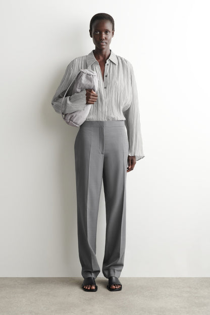 Tailored Wool Straight-Leg Trousers