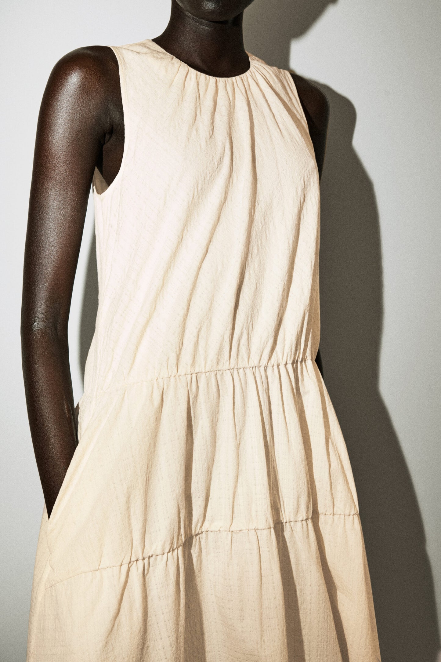 Gathered Tiered Cotton Maxi Dress