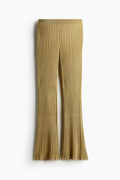 Glittery rib-knit trousers