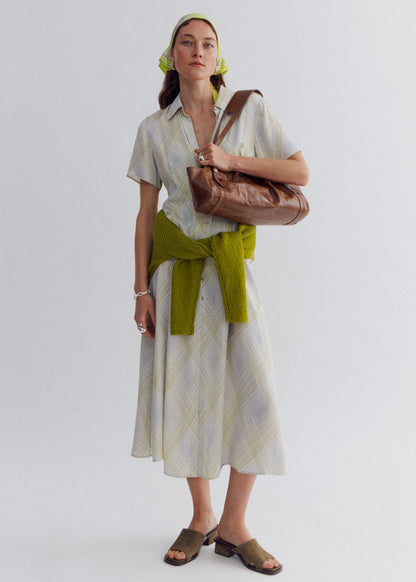 Pleated Waist Shirt Dress