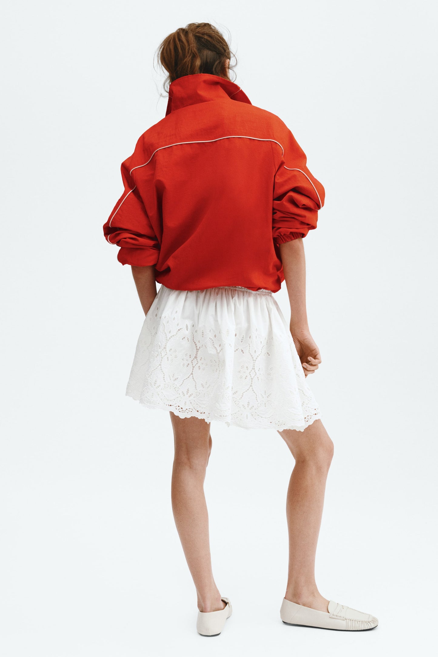 Broderie-anglaise drawstring skirt