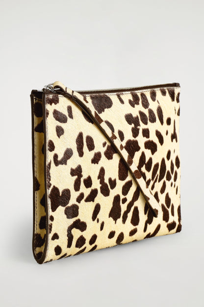 Animal-Print Pony Hair-Effect Leather Pouch