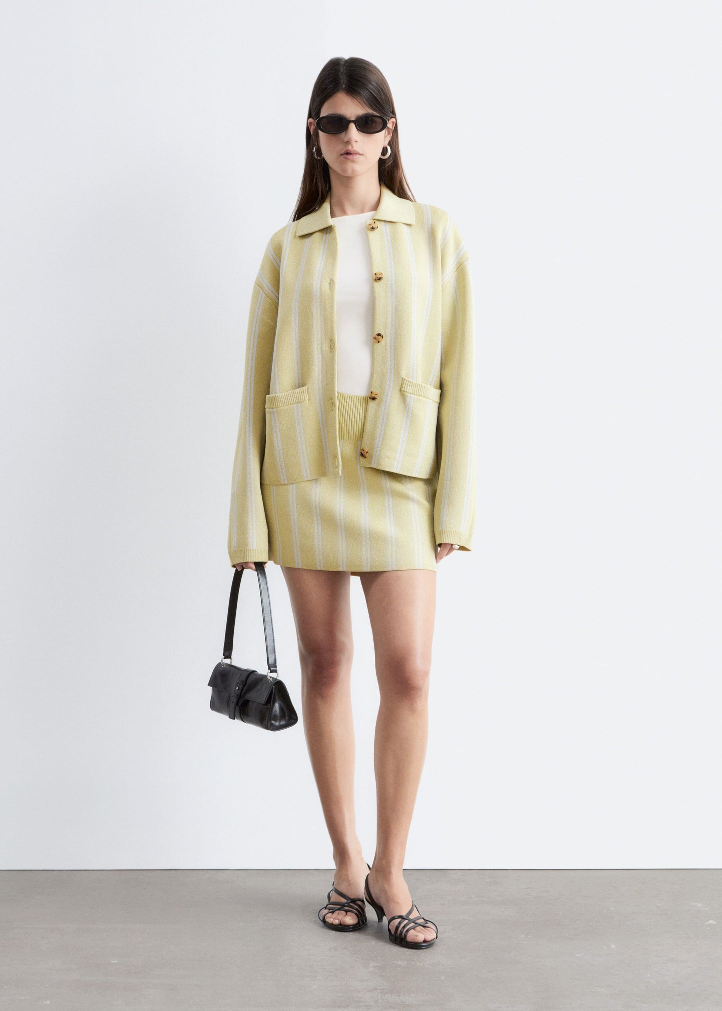 Oversized Polo-Knit Cardigan