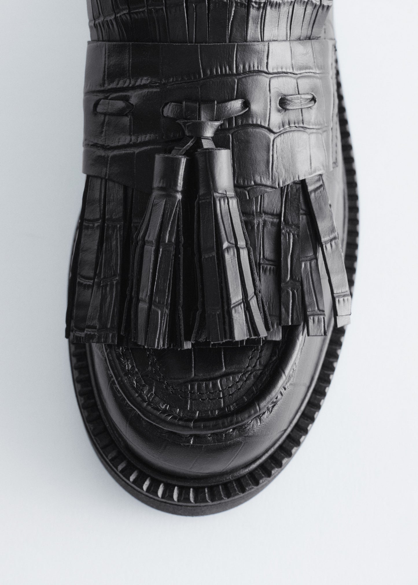 Chunky Croco Leather Loafers