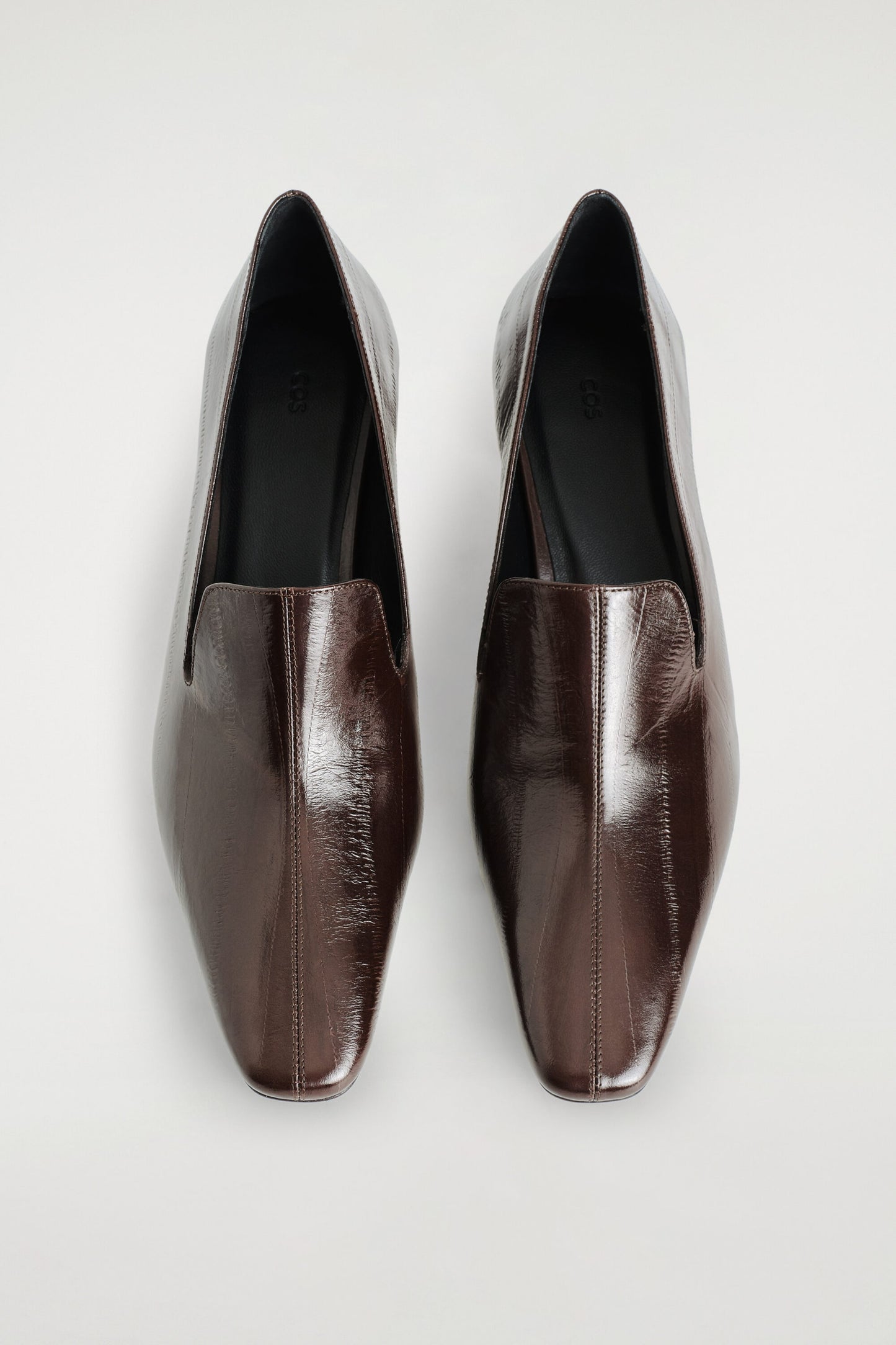 Angular Leather Heeled Loafers