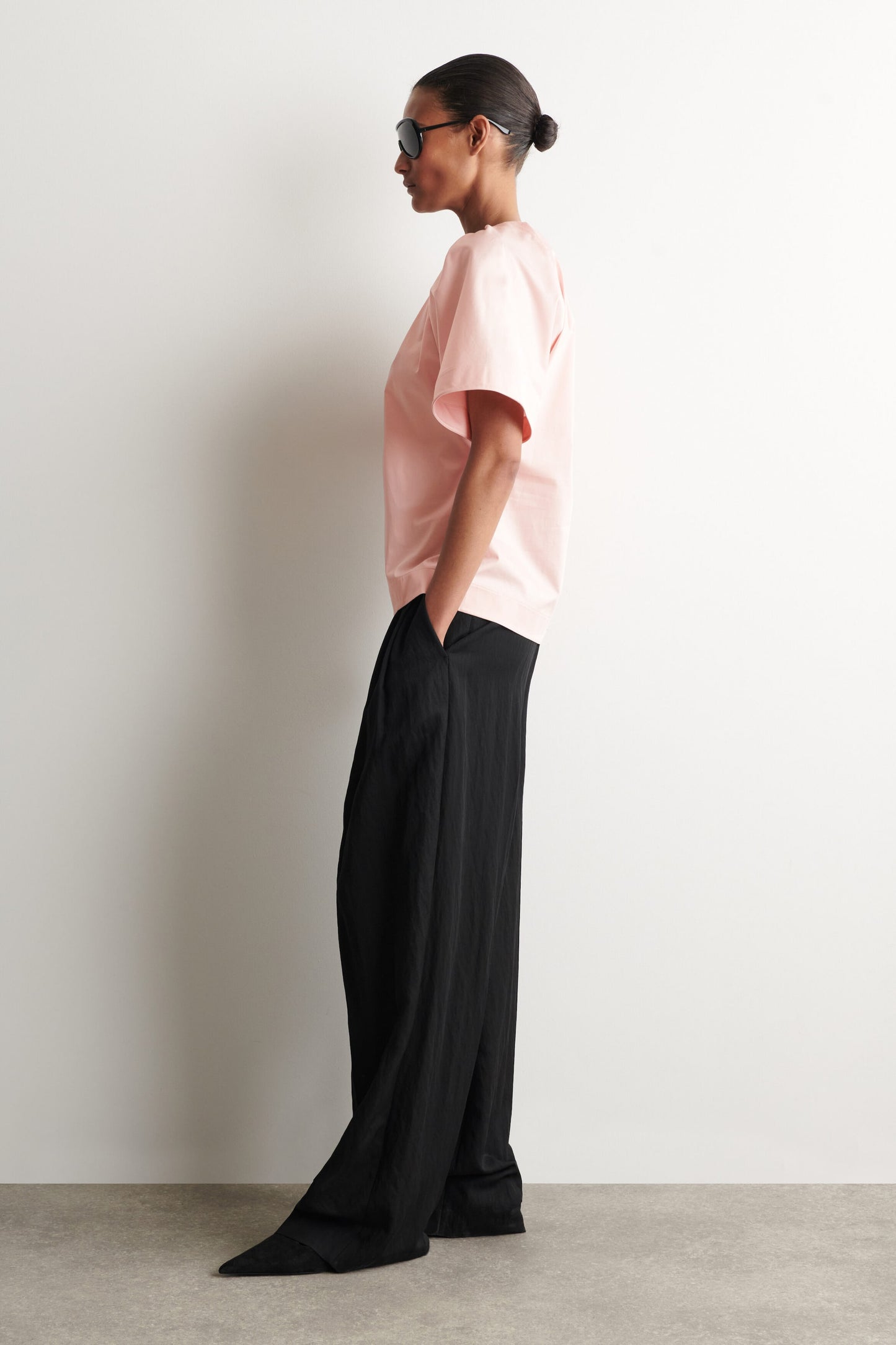 Gathered Short-Sleeved Cotton Top