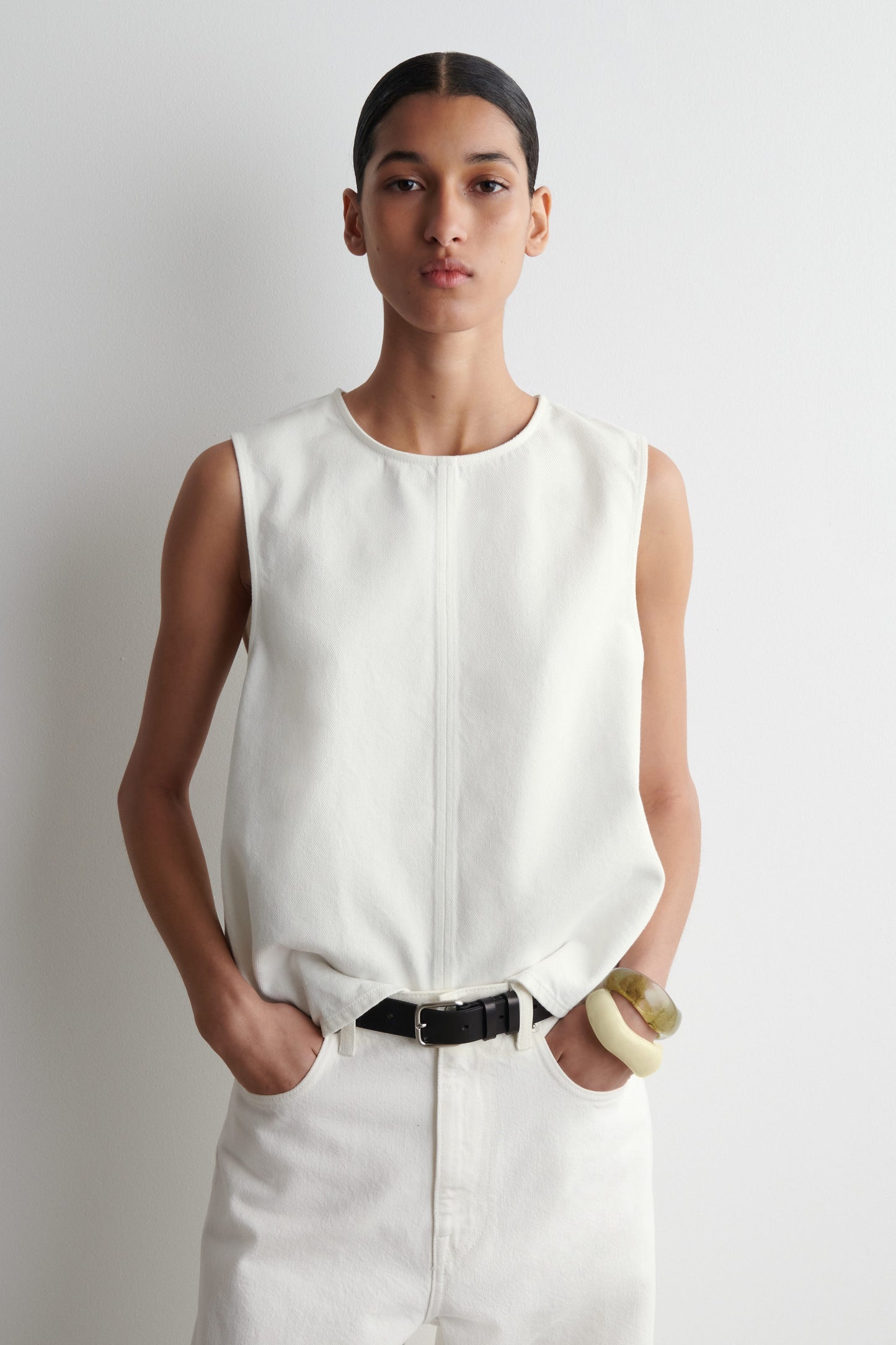 Sleeveless Denim Top