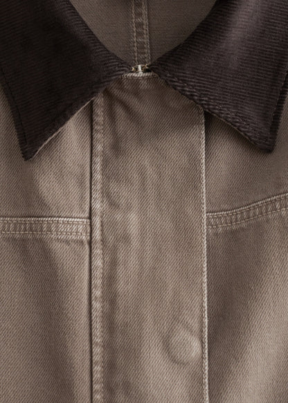 Cord-Collar Denim Jacket
