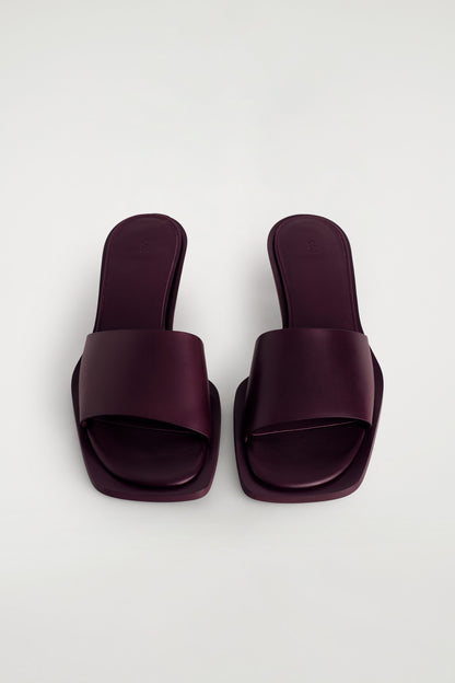 Leather Kitten-Heel Mules