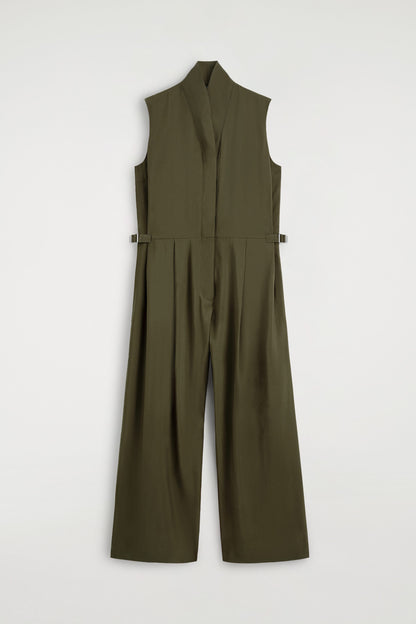 Shawl-Collar Utility Jumpsuit
