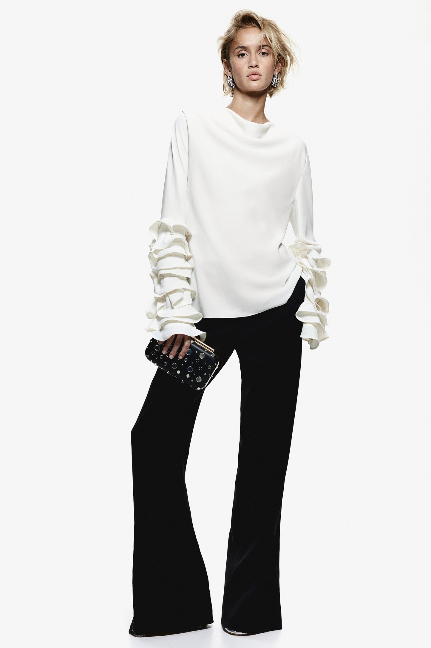 Ruffle-sleeve blouse