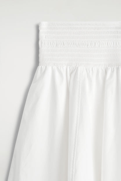 Smocked Panelled Midi Skirt