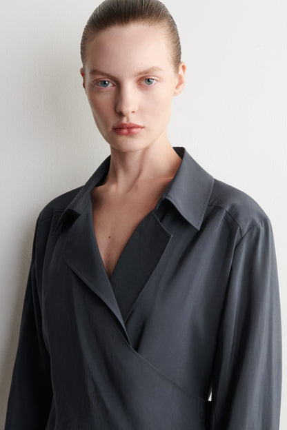 Belted Trench-Detail Midi Dress