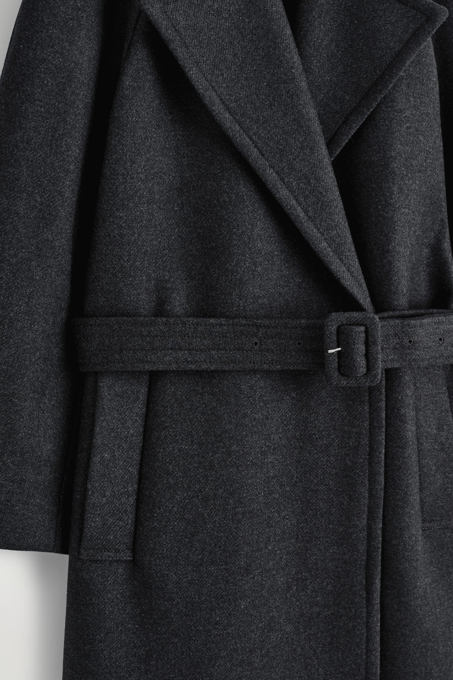 Tailored belted wool-twill coat