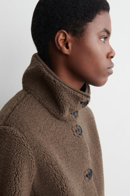 Funnel-Neck Teddy Jacket