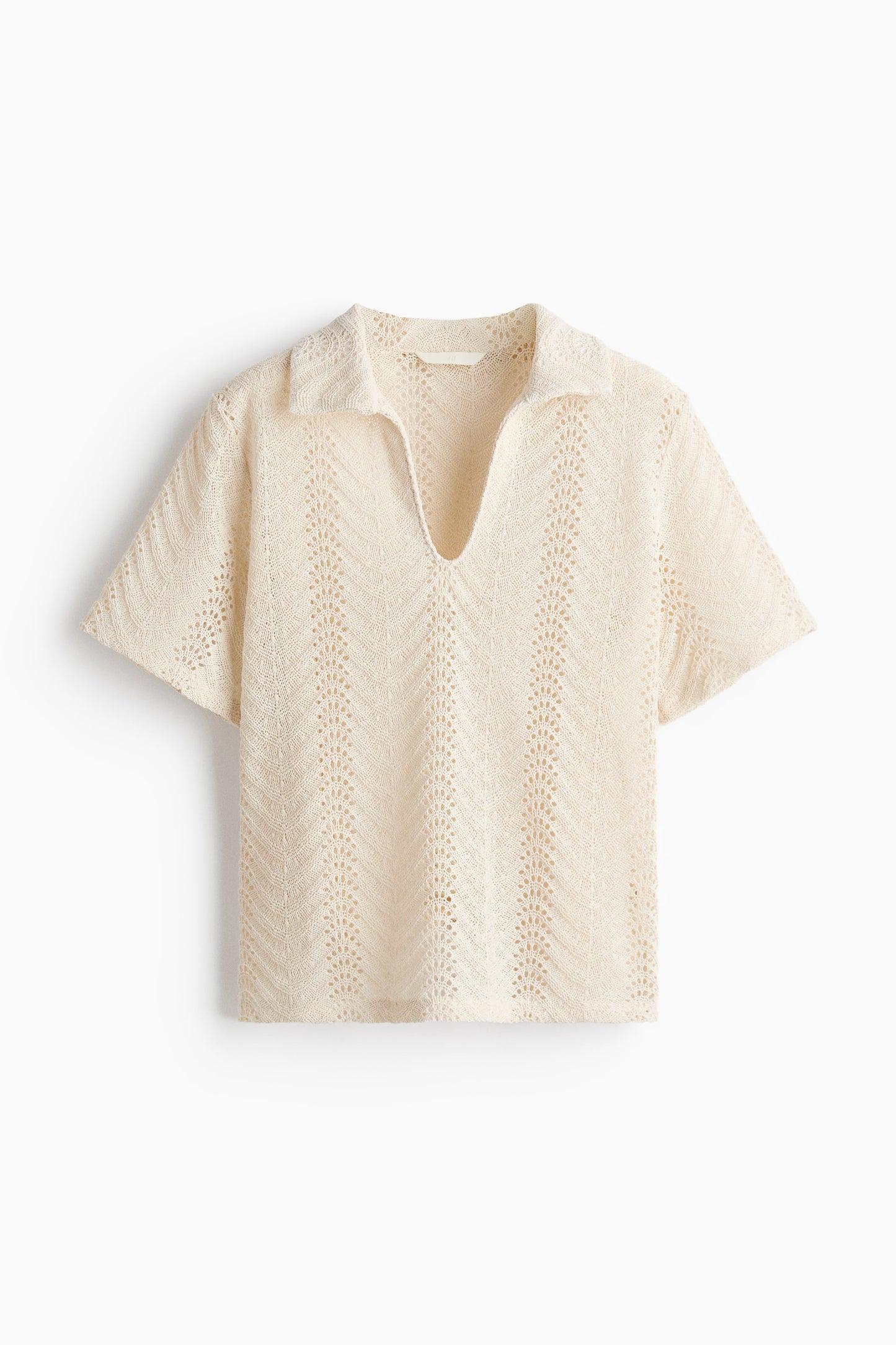 Women's Light beige Crochet-look polo shirt | H&M GB