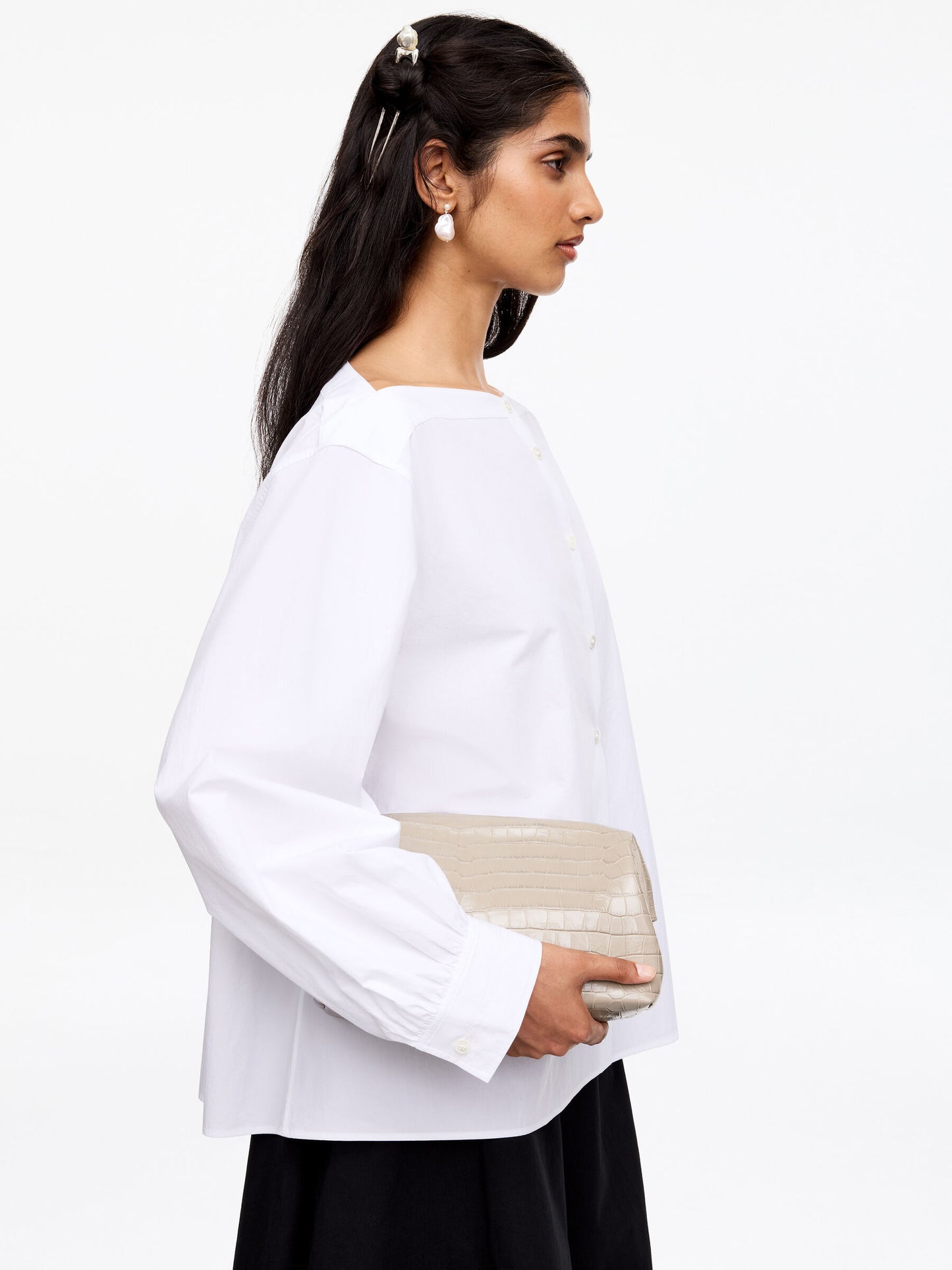 Croco-Embossed Leather Clutch