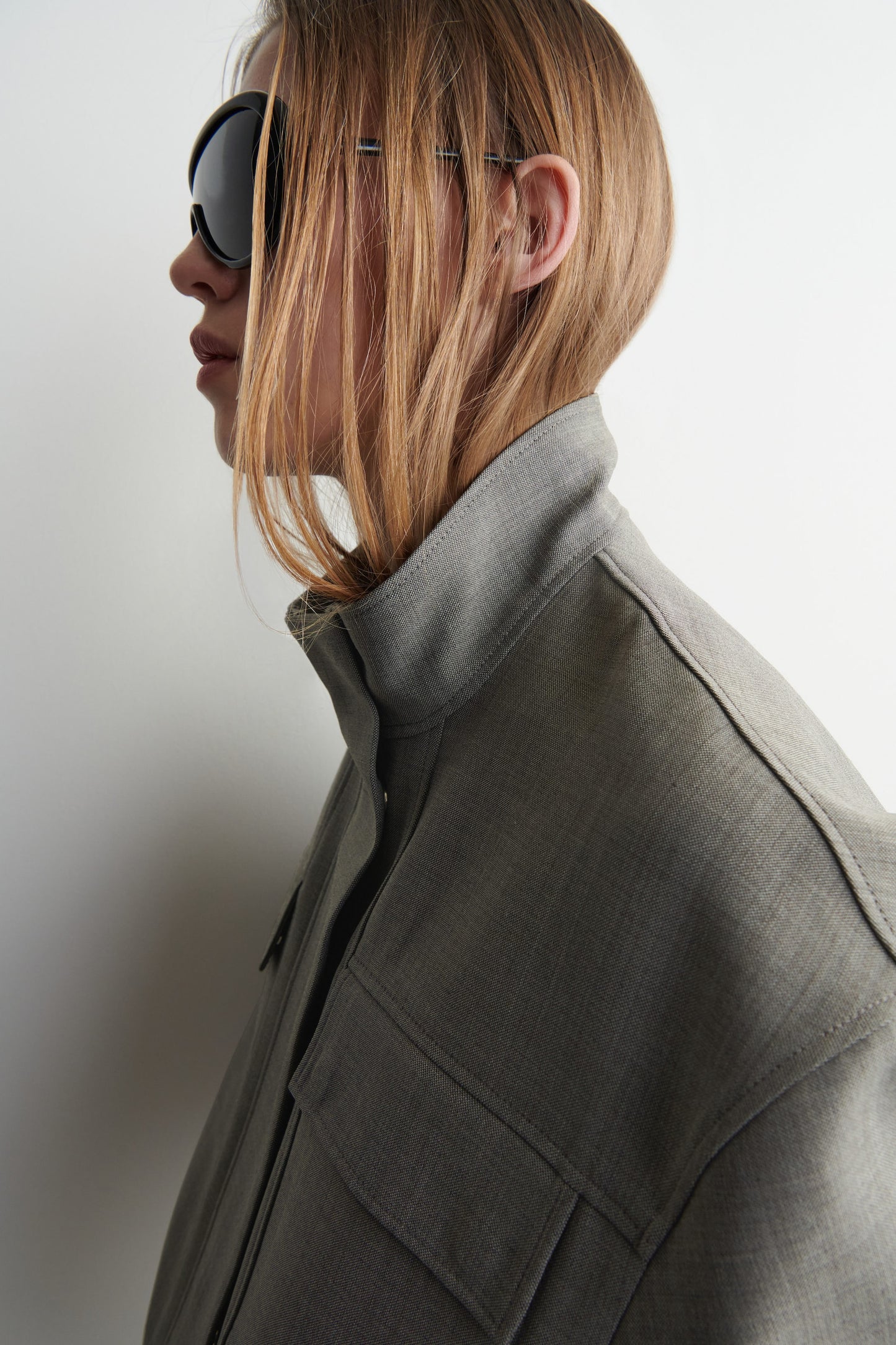 Funnel-Neck Wool-Blend Bomber Jacket