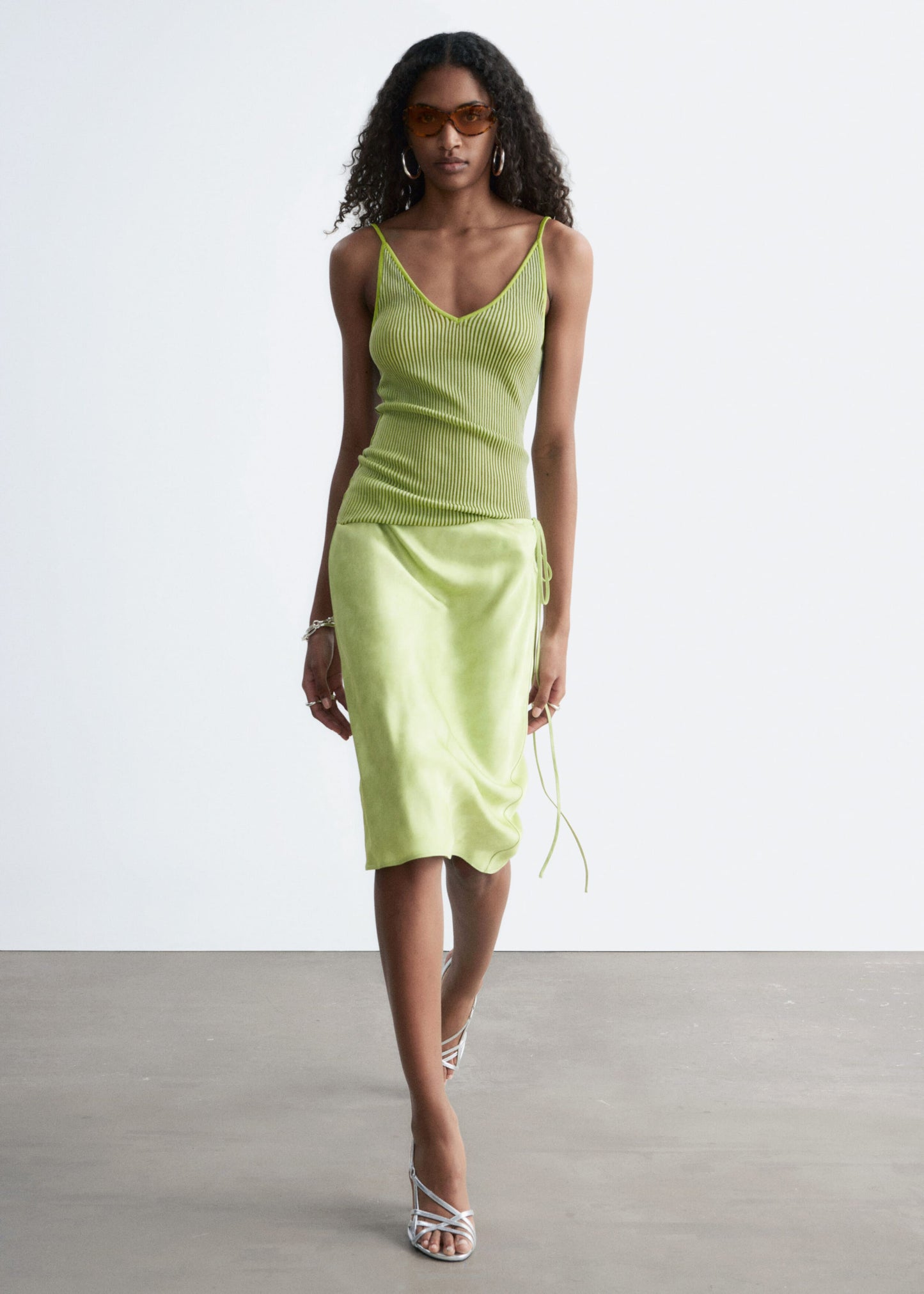 Satin Knee-Length Slip Skirt