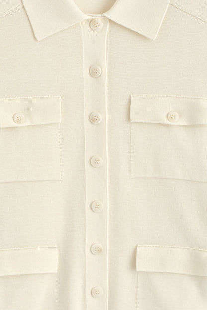 Pocket-Detail Knitted Cotton Cardigan