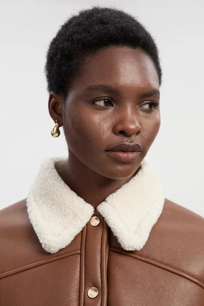 Faux Fur Collar Waisted Coat