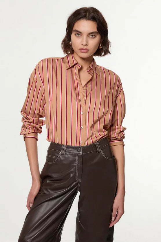 Stripe Cotton Oversized Tailored Essential Shirt