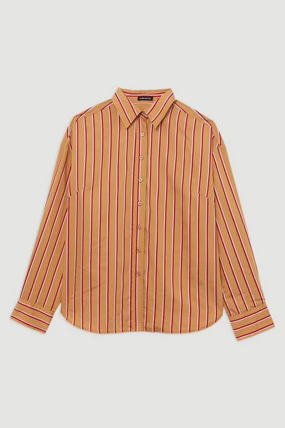 Stripe Cotton Oversized Tailored Essential Shirt