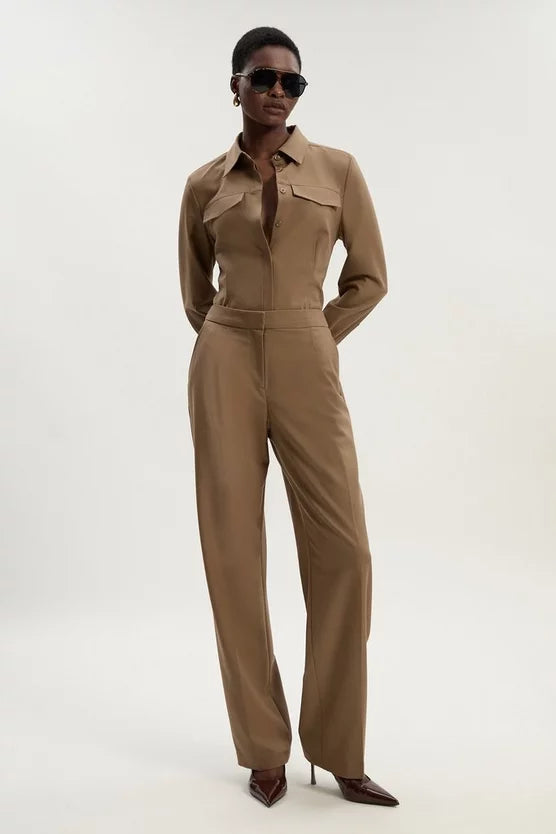 Viscose Blend Tailored Tapered Leg Trouser