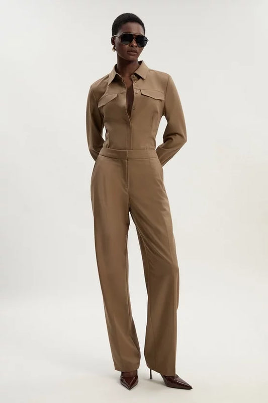 Viscose Blend Tailored Tapered Leg Trouser