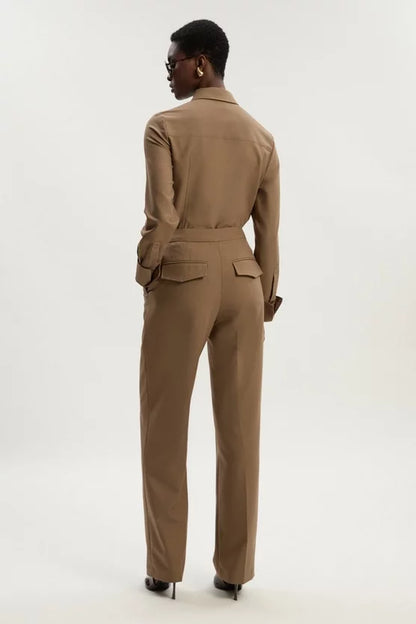 Viscose Blend Tailored Tapered Leg Trouser