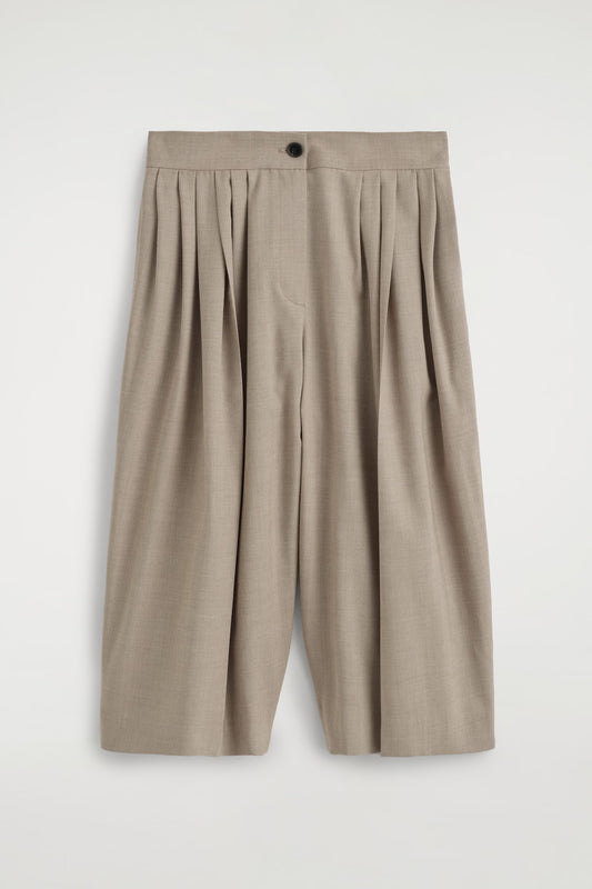 Pleated Wool-Blend Culottes