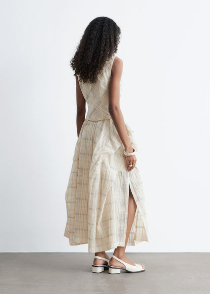 Gathered Cotton Midi Skirt