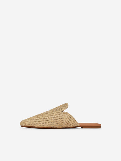 Flat Straw Mules