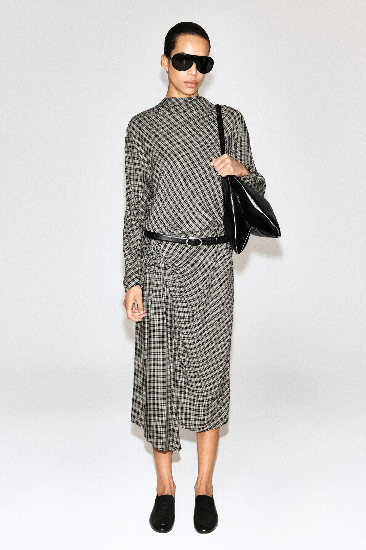 Draped Checked Top