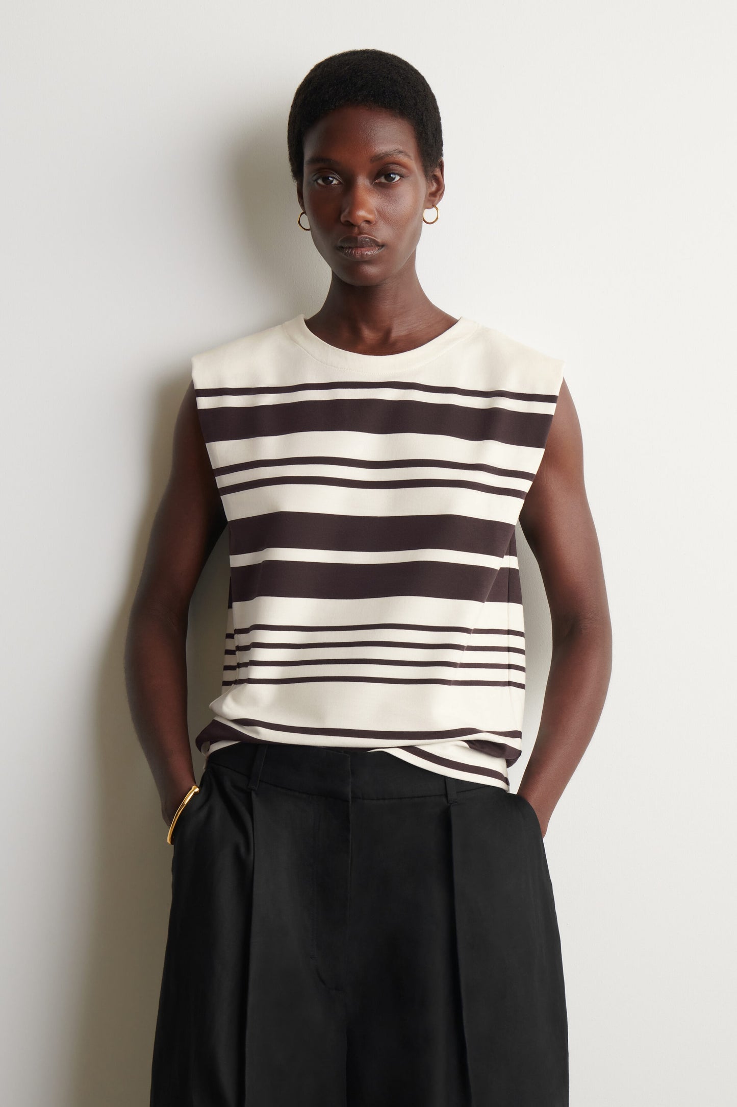 Folded-Shoulder Cotton-Jersey Tank Top