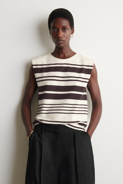 Folded-Shoulder Cotton-Jersey Tank Top