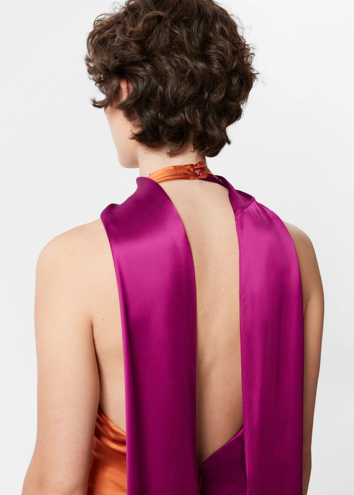 Scarf-Detail Satin Maxi Dress