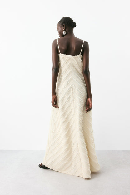 Fringe-trimmed strappy dress