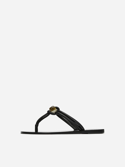 Beaded Leather Flip Flops