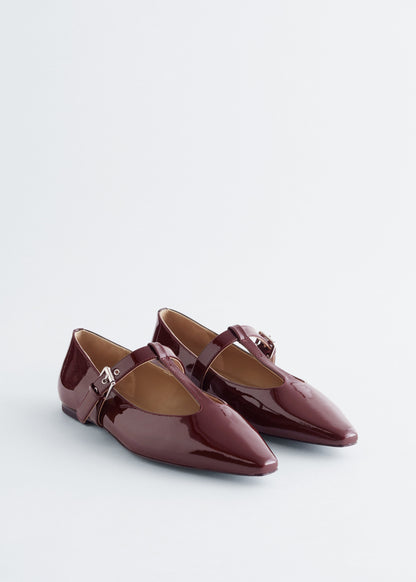 T-Bar Leather Ballet Flats