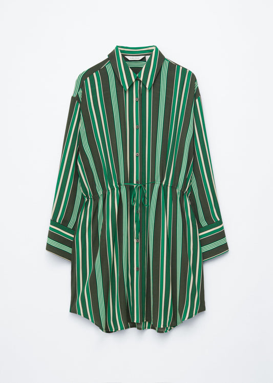 Oversized Drawstring Shirt Dress