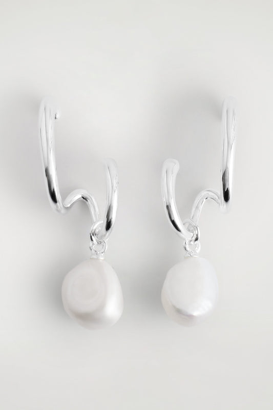 Double-Hoop Pearl Earrings