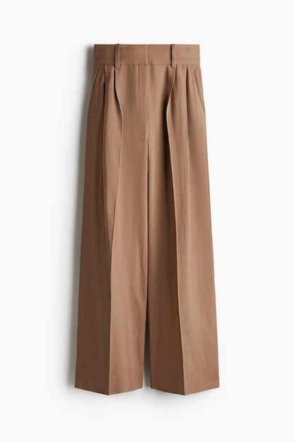 Wide linen-blend trousers