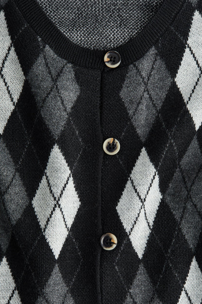 Wool-blend jacquard-knit waistcoat