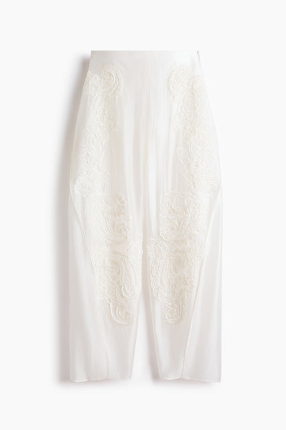 Appliquéd barrel trousers